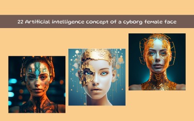 Artificiell intelligens koncept av ett cyborg kvinnligt ansikte