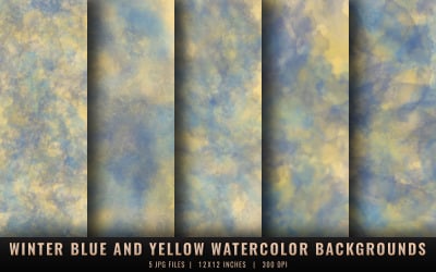 Winterblaue und gelbe Aquarellhintergründe