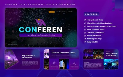 Conferen - Шаблон PowerPoint для мероприятий и конференций