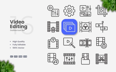 16 Набір іконок плану редагування відео