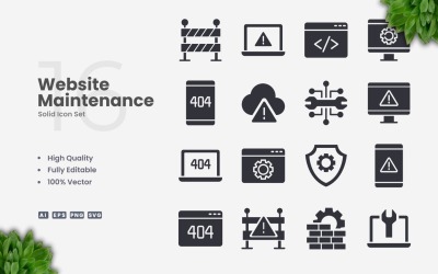 16 Website Onderhoudsoverzicht Iconenset