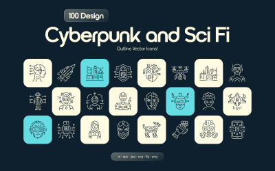 Set di icone cyberpunk e fantascientifiche