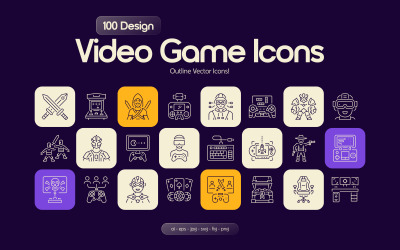 现代视频游戏图标集