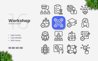 16 Workshop Outline Icon Set