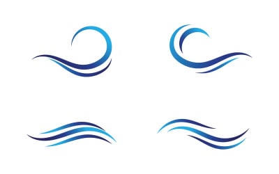 Wave icons. Water sea element, ocean liquid curve v7.5