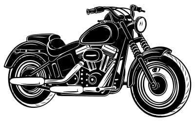 A black and white vector illustration of a motorcycle