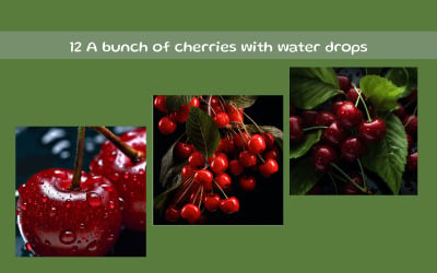 A bunch of cherries with water drops