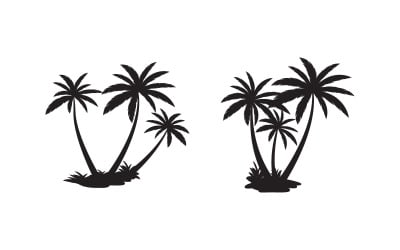 Palm tree with sun wave summer beach logo template v.1