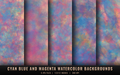 Cyanblaue und magentafarbene Aquarellhintergründe