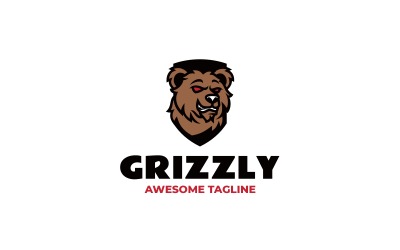 Grizzly Basit Maskot Logosu 6