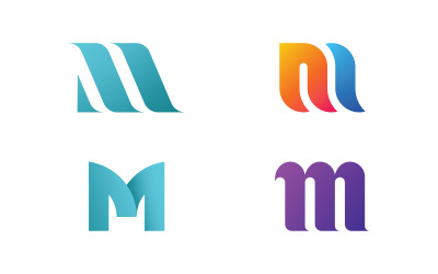 M harfi logo tasarım şablonu öğeleri 15
