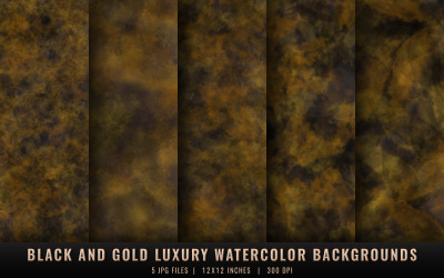 Schwarze und goldene Luxus-Aquarell-Hintergründe