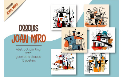 Doodles i Joan Miro-stil. Väggkonst.