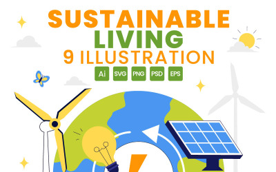 9 Sustainable Living Illustration