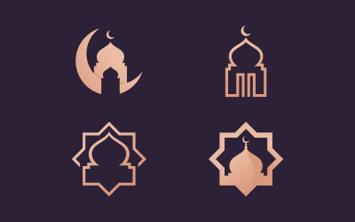 Modello di progettazione del logo vettoriale della moschea islamica 13
