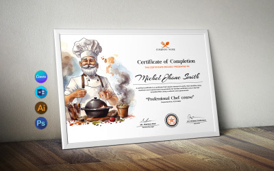 Plantilla de certificado de chef de Canva