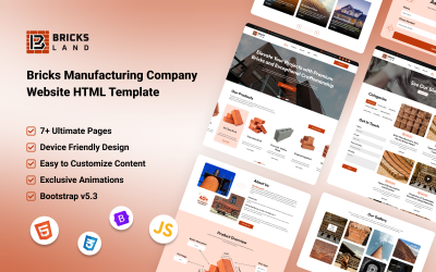 Bricks Land – HTML šablona webových stránek pro stavbu a výrobce cihel