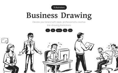 Business Ritning Illustration Set