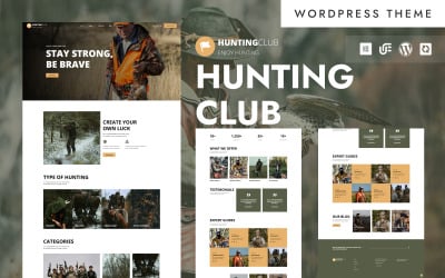 Club de caza: tema Elementor de WordPress para aventuras al aire libre y equipo de supervivencia