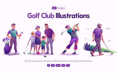 Ensemble d&amp;#39;illustrations vectorielles de clubs de golf