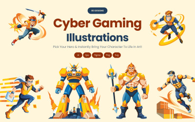 Ensemble de personnages de jeux cybernétiques