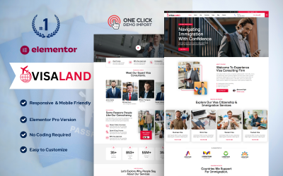 Visa Land – Visum &amp;amp; Immigration Agency Landing Page Elementor Kit