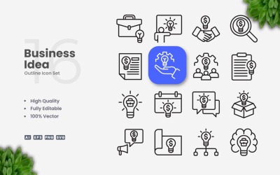 Ensemble d&amp;#39;icônes de 16 idées commerciales