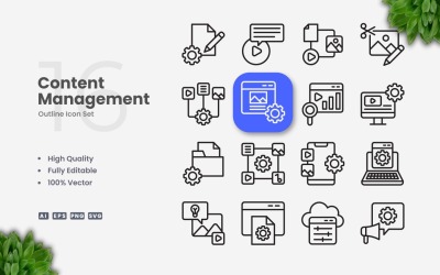 Ensemble d&amp;#39;icônes de gestion de contenu 16