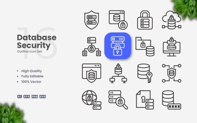 16 Set di icone di sicurezza del database