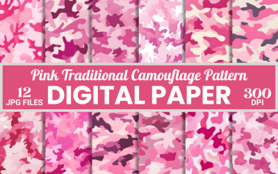 Pink Camo Traditional Camouflage Pattern for Designs
