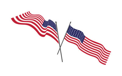 Bandiera americana icona vettoriale illustrazione design modello v.19