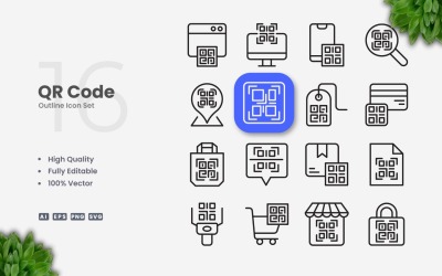 16 个 QR 码轮廓图标集