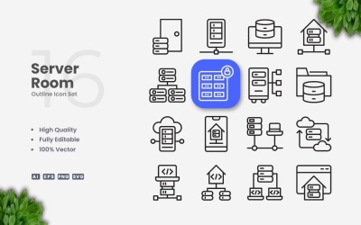 16 серверна кімната набір іконок структури