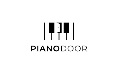 Logo della tastiera del pianoforte con porta aperta