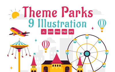 9 Illustrations de parcs d&amp;#39;attractions
