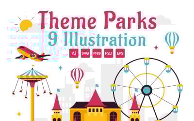 9. Ilustración de parque de atracciones
