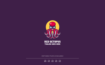 Rotes Oktopus-Maskottchen-Logo