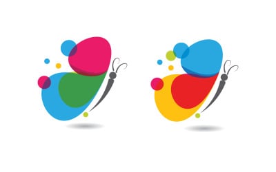 Butterfly colourful Vector icon logo design template v.2