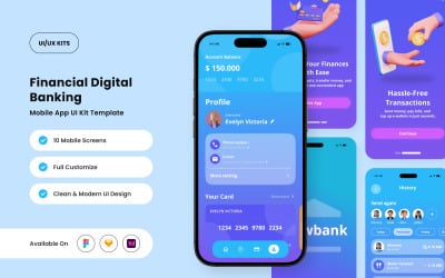 FlowBank - Kit de interfaz de usuario de aplicación de banca digital financiera intuitiva