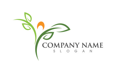 Modello di logo del concetto vegano della natura della foglia dell&amp;#39;albero v.4