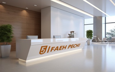 Glass office counter logo mockup