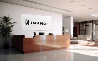 Glass office reception logo mockup template