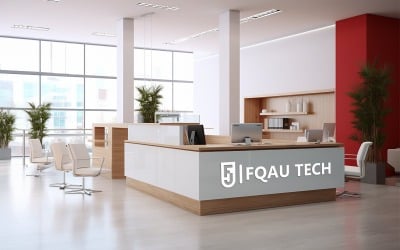 Glass office reception mockup template
