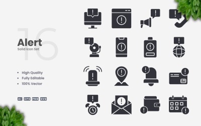 16 Alert Solid Icon Collection