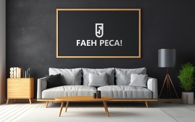 Interior wall board logo mockup template