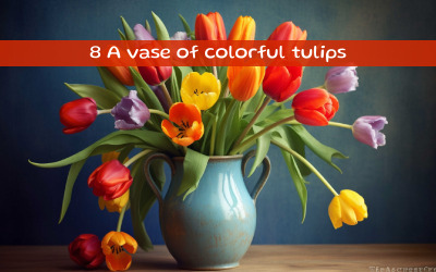 A vase of colorful tulips