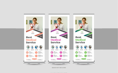 Banner roll-up medico, ospedaliero o stand-ee banner, x Banner, layout di progettazione del modello di banner pull-up