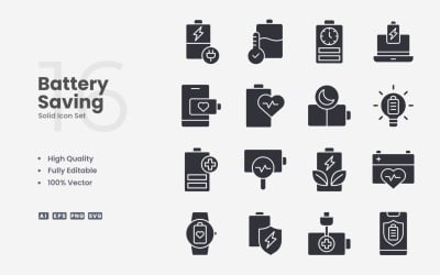 16 Batteriesparsymbole im Set