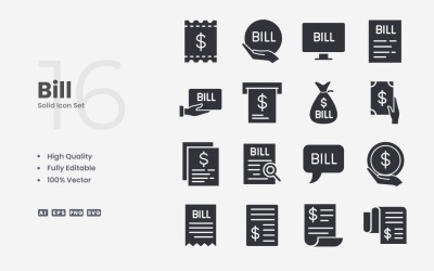 16 Bill Solid 图标集