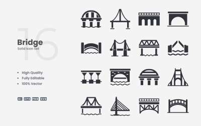 16 Bridge Solid-Symbolsammlung